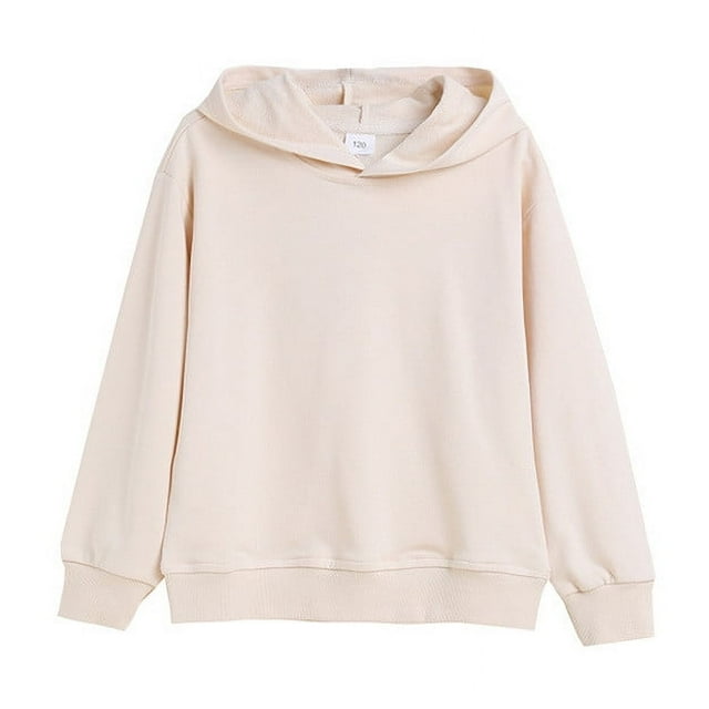 MeetoTime Girls Boys Cotton Oversized Hooded Sweatshirt Loose Solid Color Long Sleeve Pullover Top 2-12 Years