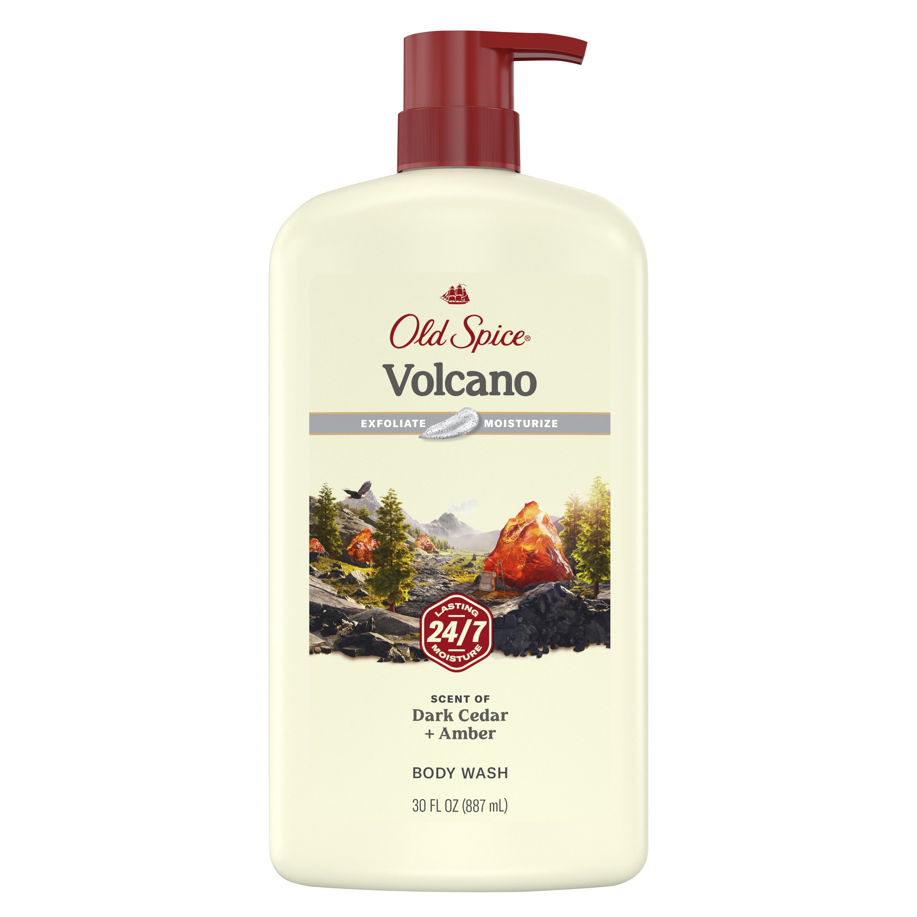 (3 pack) Old Spice Men's Body Wash for Men, Volcano Scent, 24/7 Shower Fresh, Exfoliation, 18 oz, 30oz