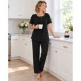 thumbnail image 4 of DreamFish Women's Pajama Set 2 Piece Sleepwear Henley Neck Short Sleeve Top and Long Pants with Pockets, 4 of 6