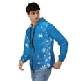 thumbnail image 3 of JUNZAN Blue Christmas Print Men's Zip Up Hoodie Athletic Hoodies Long Sleeve Hooded Sweatshirts With Pockets (S-3XL), 3 of 6