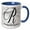 Blue/White, variant on 3drose, White Marble Monogram R - Robertson, 11oz Mug