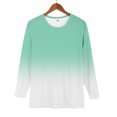 thumbnail image 6 of Women's Gradient Color Raglan Sleeve Round Neck Sweatshirt, Long Sleeve Soft Rayon Blend Pullover Top with Loose Fit for Fall Season, Casual Streetwear and Legging Pairing Outfits Mint Green XXXXL, 6 of 8