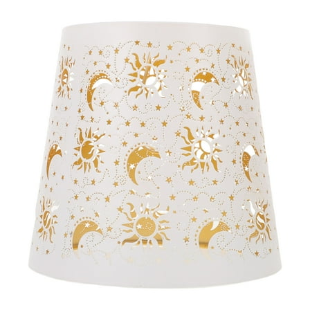 OFFIGAM Star and Moon Shaped Drum Lampshades with White for Living Room Lighting, 1 Set