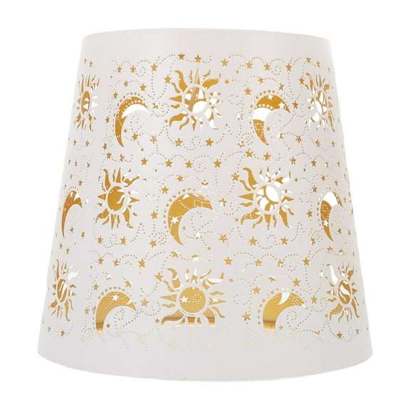 OFFIGAM Star and Moon Shaped Drum Lampshades with White for Living Room Lighting, 1 Set