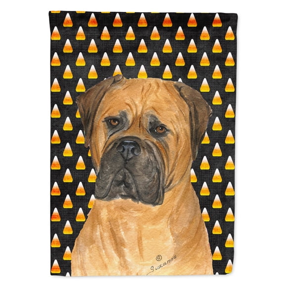 Carolines Treasures SS4310-FLAG-PARENT Bullmastiff Candy Corn Halloween Portrait Flag  multicolor