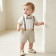 thumbnail image 6 of Auroural Toddler Boys Clothes 12-18 Mon Infant and Toddler Short Sleeve Bodysuit Crawling Suit Top and Rompers Pants Set, 6 of 7