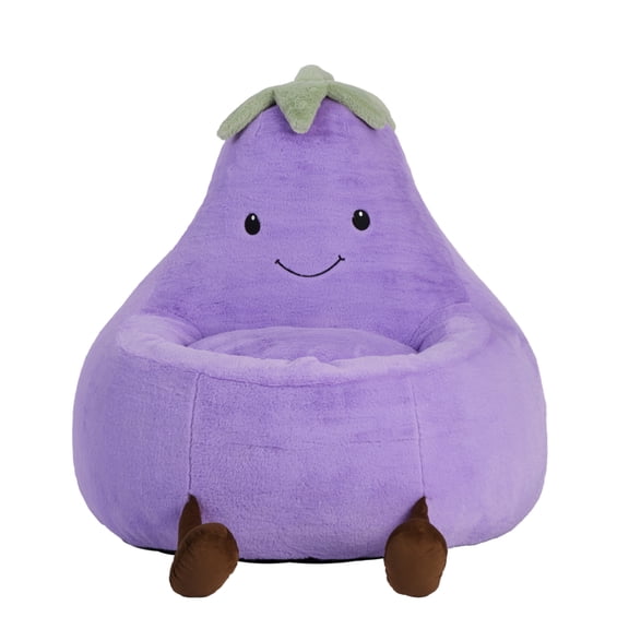 CONCETTA 24in Bean Bag Chair, Soft Faux Rabbit Fur Fabric, Cute Eggplant Lazy Chair for Kids, Living Rooms, Purple