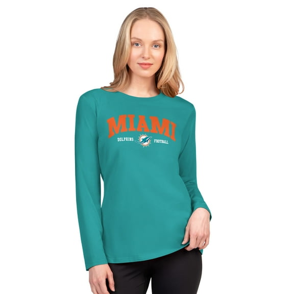 Women's G-III 4Her by Carl Banks Aqua Miami Dolphins Best Play Long Sleeve T-Shirt