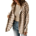 thumbnail image 2 of SHINE UP Flannel Shacket Jacket for Women Plaid Shirts Long Sleeve Button Down Tops Casual Hooded Coat, 2 of 6