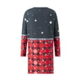 thumbnail image 6 of Women Christmas Mini Dress Long Sleeve Crew Neck Plaid Elk Print Dress, 6 of 9