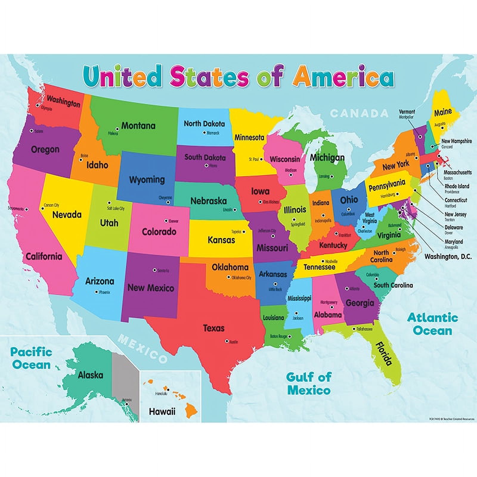 Teacher Created Resources Colorful United States of America Map Chart - image 2 of 3