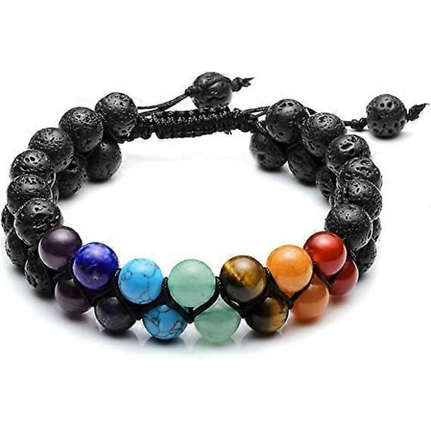 Pulsera de cuentas de chakras, pulsera de cristal curativa de los 7 chakras, pulsera de cuentas de piedra de yoga, pulsera de meditación, relajación y ansiedad.