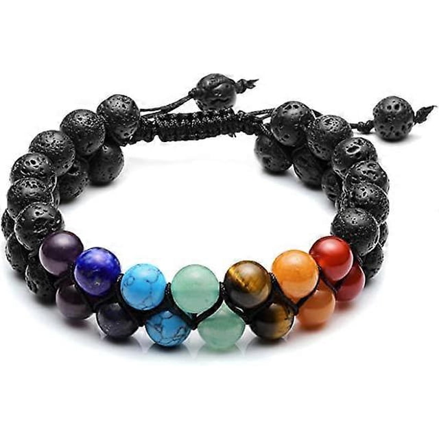 Pulsera de cuentas de chakras, pulsera de cristal curativa de los 7 chakras, pulsera de cuentas de piedra de yoga, pulsera de meditación, relajación y ansiedad.