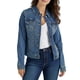 thumbnail image 1 of Wrangler Authentics - Chaqueta vaquera elástica para mujer, color azul mediano, 1 of 3