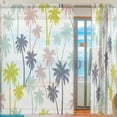 thumbnail image 2 of FREEAMG Hand Drawn Colorful Palm Trees White Sheer Curtains Window Voile Panels Drapes Tulle Curtains, Semi Sheer Curtains 84 Inches Long for Living Room Bedroom, Set of 2, 2 of 4