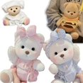 thumbnail image 2 of Osito de peluche hecho a mano, juguete de peluche que cambia de vestido, bolsa de miel, muñeca de peluche de tela para niña, regalo de Navidad para niños, solo tela, sin muñeca, conejito rosa, solo, 2 of 5