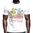 thumbnail image 2 of Camisetas para hombre, camiseta de algodón con cuello redondo y diseño de gnomo de Pascua, manga corta, estilo pastoral, con flores y mariposas., 2 of 8
