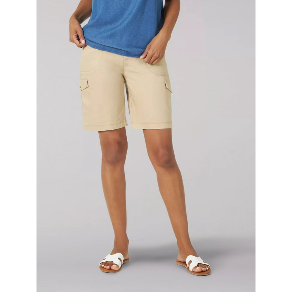 Lee Lee Women's FlexToGo Solid Relaxed Fit Cargo Bermuda Shorts