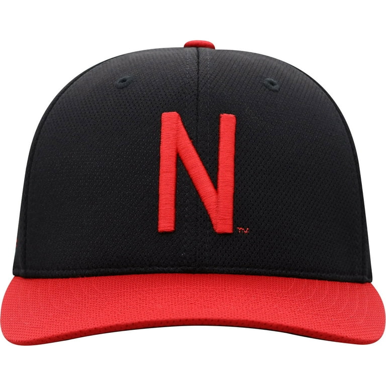 Men\'s Black/Scarlet Nebraska Flex Two-Tone Top Tech of Huskers the World Hat Hybrid Reflex
