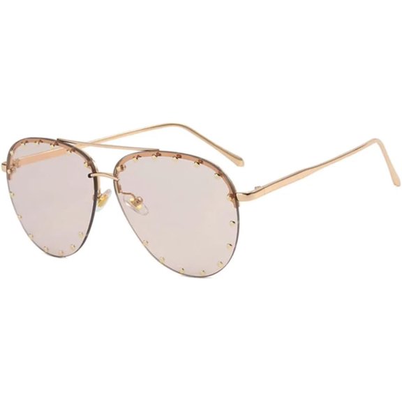 Luxury Fashion Metal Men Sunglasses Rimless Rivets Women Uv400-USA