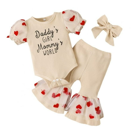 

3pcs Newborn Baby Girls Shorts Set Romper Jumpsuit Bodysuit +Pants Shorts+Headband Outfit Set