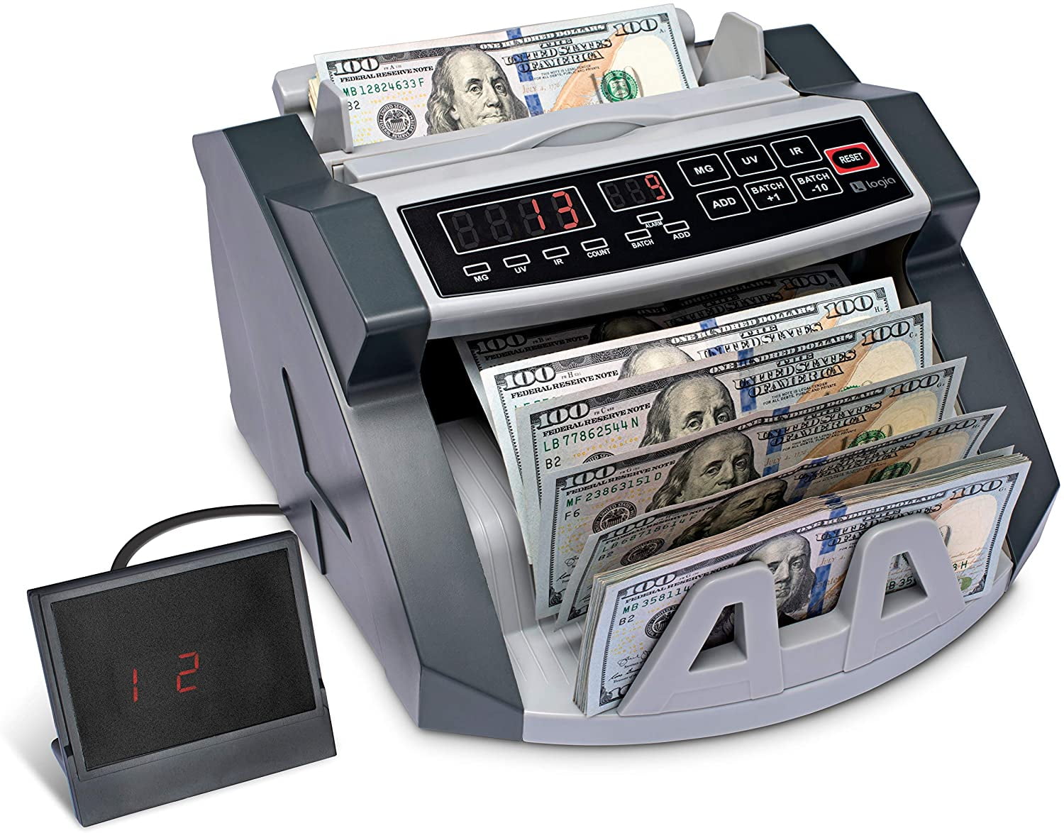 LED Money Counter Machine Value Counting UV MG IR DD Counterfeit Bill Detection 