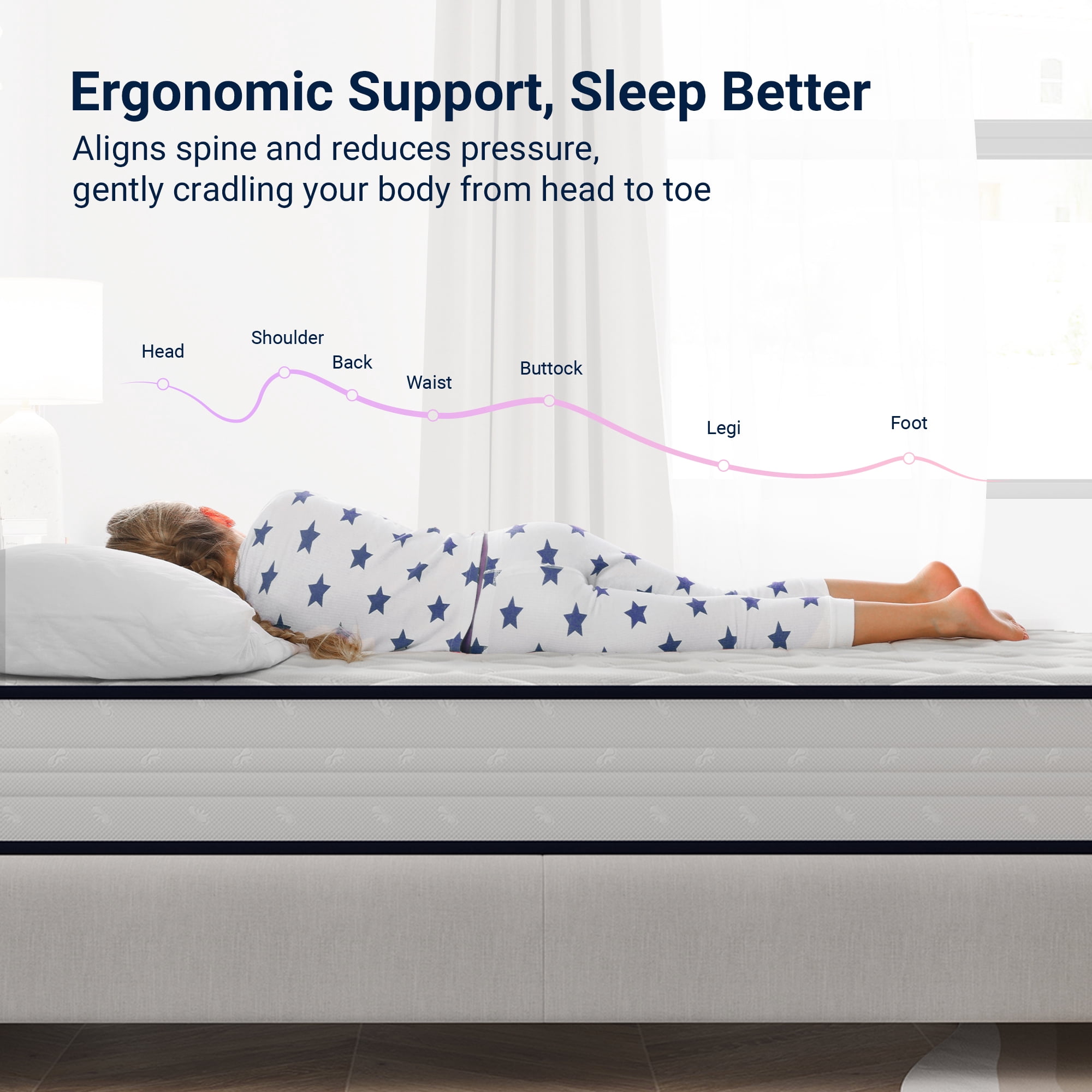 Avenco Breezure Pocket Spring Hybrid Queen Size Mattress 6 inch Motion Isolation Mattresses in a Box,Medium Firm
