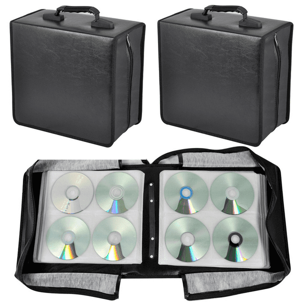 Topeakmart 2pcs Disc Carry Case Cd Dvd Bluray Storage Book Holder Black Solution Binder Sleeves 400 Capacity For Each Com Topeakmart 2pcs Disc Carry Case Cd Dvd, Dvd Storage Book Binder