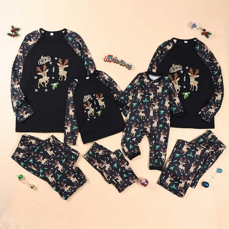 

Herrnalise Christmas Pajamas For Family Parent-child Attire Christmas Suits Patchwork Plaid Printed Homewear Round Neck Long Sleeve Pajamas Two-piece Mom Sets Matching Christmas Pjs For Family