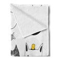 thumbnail image 2 of Cat Soft Flannel Fleece Throw Blanket, Cats Moustache Bow Tie Hat Crown Fluffy and Fish Humor Faces Graphic, Cozy Plush for Indoor and Outdoor Use, 60" x 80", Yellow Grey, by Ambesonne, 2 of 5