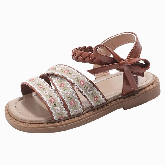 Ymyiu Toddler Sandals Girl Baby Girls Sandals Slippers Infant Walker Shoes Summer Crib Shoes Size 10 (Brown,Little Kids 10)