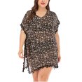 thumbnail image 5 of SAYFUT Womens Plus Size Swimwear Tops Cover ups Floral Chiffon Sunproof Bikini Cover Up Tassel Swimsuit Beach Dress Top, 5 of 8