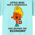 thumbnail image 2 of Mr. Men And Little Miss Meme Little Miss Shopaholic Crew Neck Short Sleeve Celadon Women's T-shirt-Large, 2 of 7
