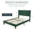 thumbnail image 7 of Einfach Queen Size Platform Bed Frame with Upholstered Velvet Vertical Headboard, Green, 7 of 7