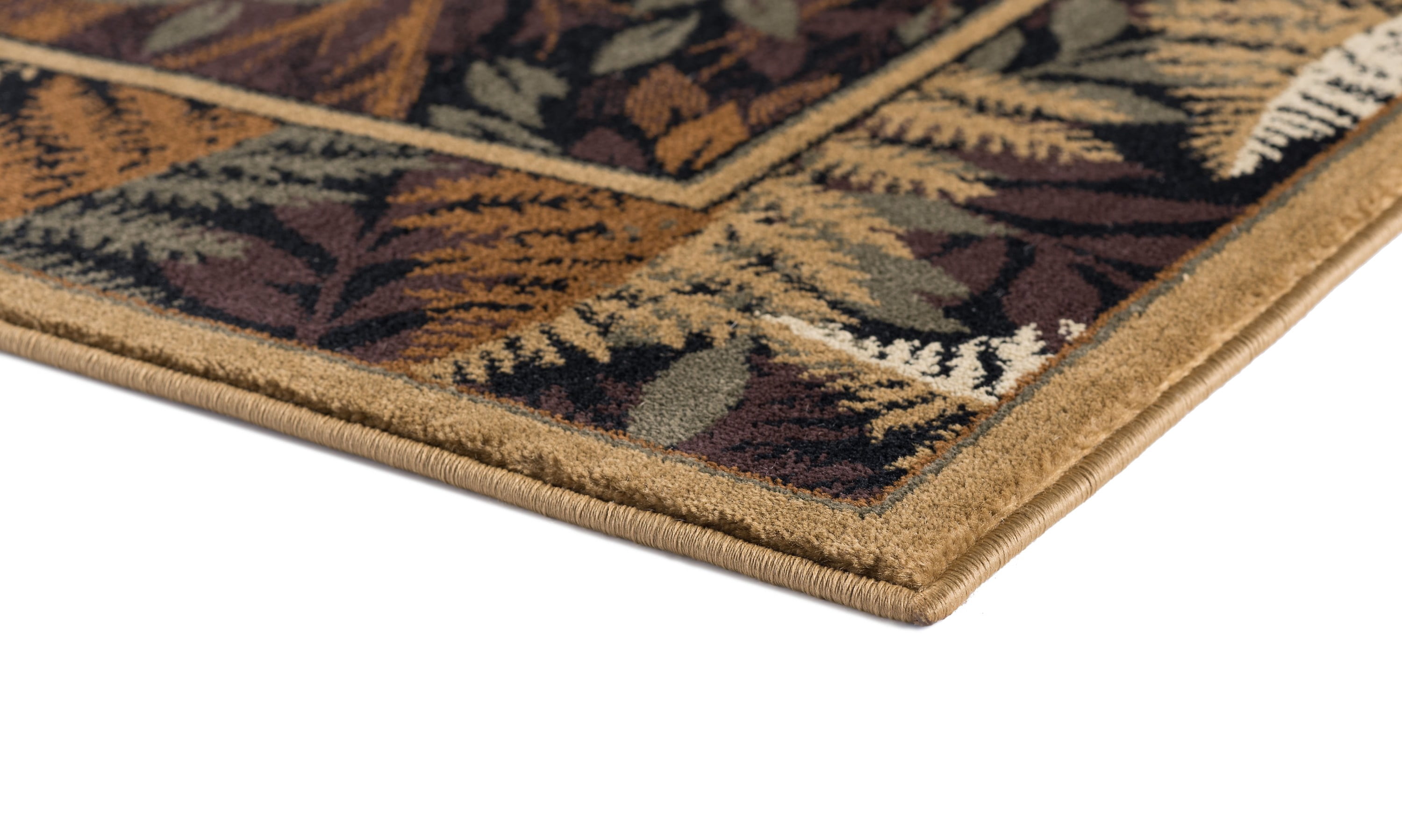 Novelty Lodge 3'x8' Rectangle Beige and Blue Polypropylene Indoor Runner Rug