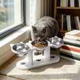 thumbnail image 7 of Gytml Elevated Triple Cat Bowls With Wooden Stand, Raised 3 Stainless Steel Dishes For Food Water, Easy Clean Feeder For Cats & Small Dogs(Khaki-16.85Inch), 7 of 7