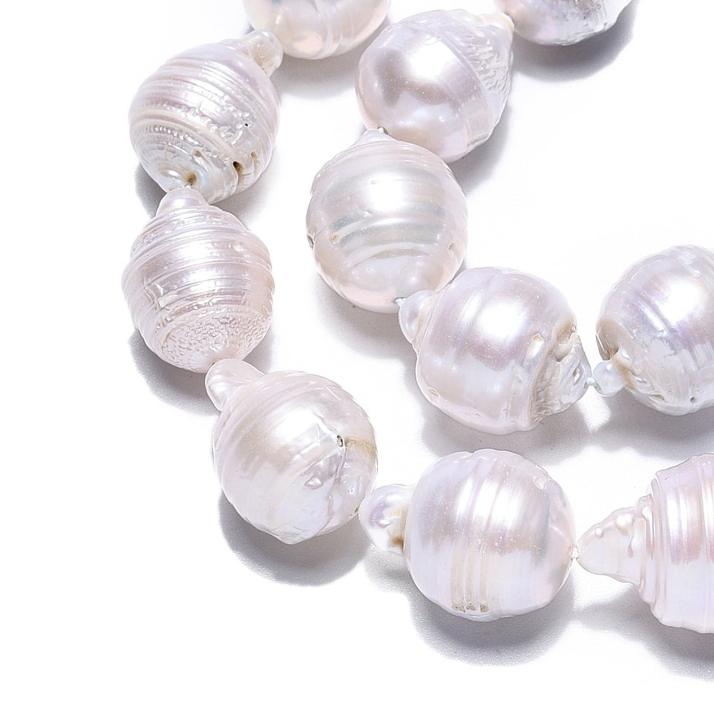 Natural Baroque Pearl Keshi Pearl Beads Strands Cultured Freshwater Pearl Round Seashell Color 13~19.5x10~15mm Hole: 0.5mm about 27~29pcs/strand 15.68~15.87''(39.2~40.3cm)