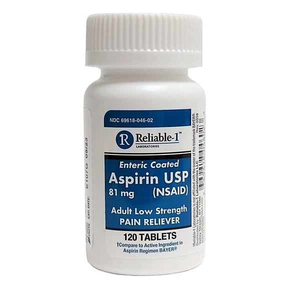 Aspirin Enteric Coated Adult Low Strength Pain Reliever Tablets, 120 Ea..