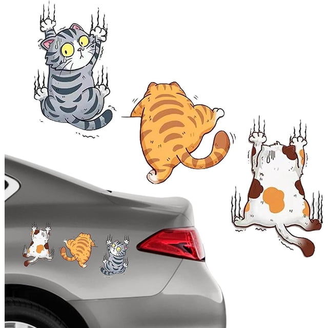 Cute Cat Decals - Cute Cartoon Cat Scratch Stickers | Fadeless Car Decals for Decorations, Kitten Stickers Accessories for Cars
