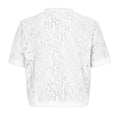 thumbnail image 4 of Women's Lace 3/4 Sleeve Open Front Cropped Cardigan Sheer Floral Elegant Cover Up for Dresses White M, 4 of 8