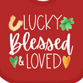 thumbnail image 4 of Inktastic Lucky Blessed and Loved Horseshoe Clover Hearts Boys or Girls Baby Bib, 4 of 4