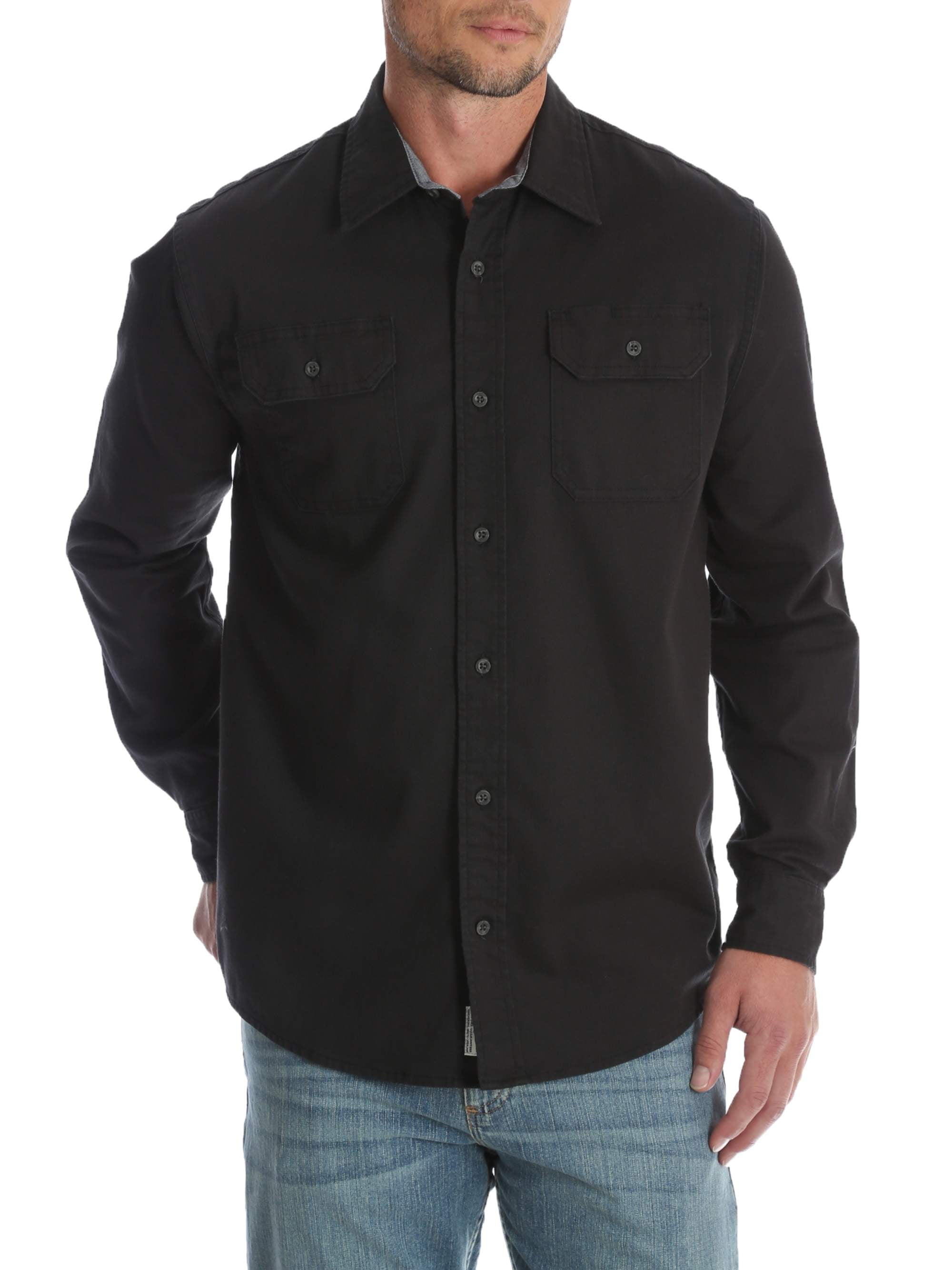 Wrangler Men's and Big & Tall Long Sleeve Stretch Twill Shirt, up to ...