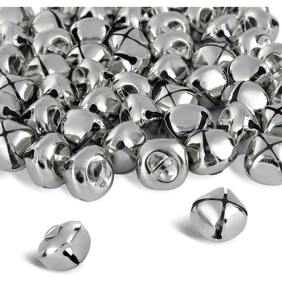 LQQBOX Jingle Bells, Christmas Bells, 1 Inch Craft Bells Bulk DIY Bells for Home Decoration, 50 Pcs, Silver
