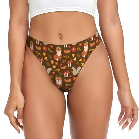 Qokaie Autumn Thanksgiving Printed Women s Cotton Thong Underwear  Sexy Breathable Panties G-string-3X-Large