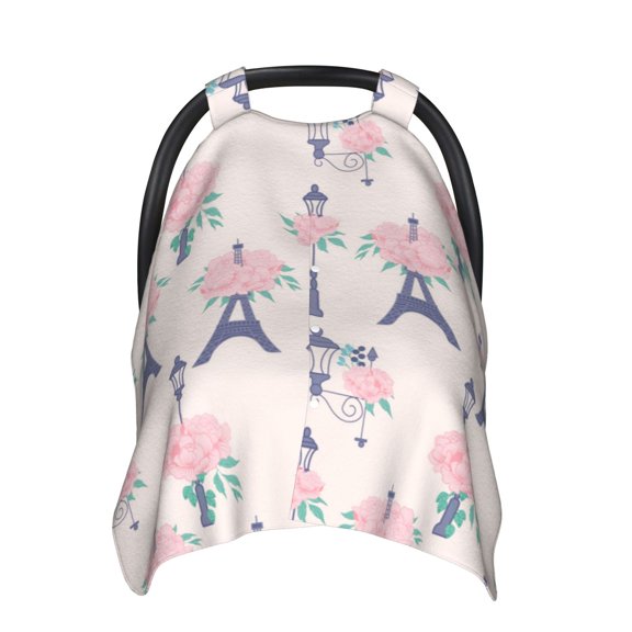 Car Seat Cover Baby - flower Tower pink Breathable Infant Car Seat Cover for Baby Carseat, Lightweight Comfort Baby Essentials Must Haves Newborn Stuff for Girl Boy