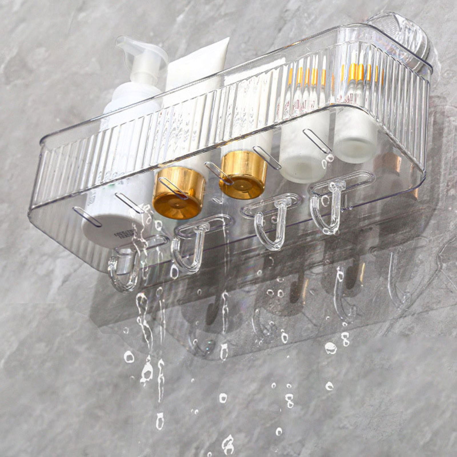 Giyblacko Clear Shower Caddy Suction Cup Plastic Shower Basket Organizer NO Drilling Removable Shower Shelf For Bathroom Storage & Kitchen One Second Installation Rustproof