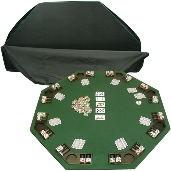 Poker Table Top with Carry Case 48-inch Foldable Card Mat for Texas Hold’em, Blackjack, and More