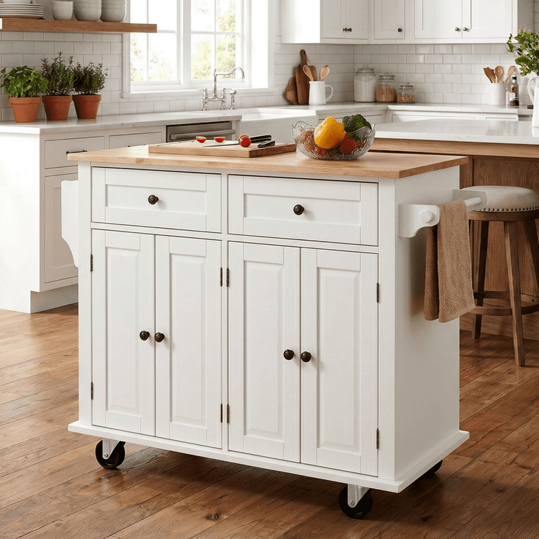 RichYa Large Portable Kitchen Island with Storage, Moveable RichYa Large Portable Kitchen Island with Storage, Moveable