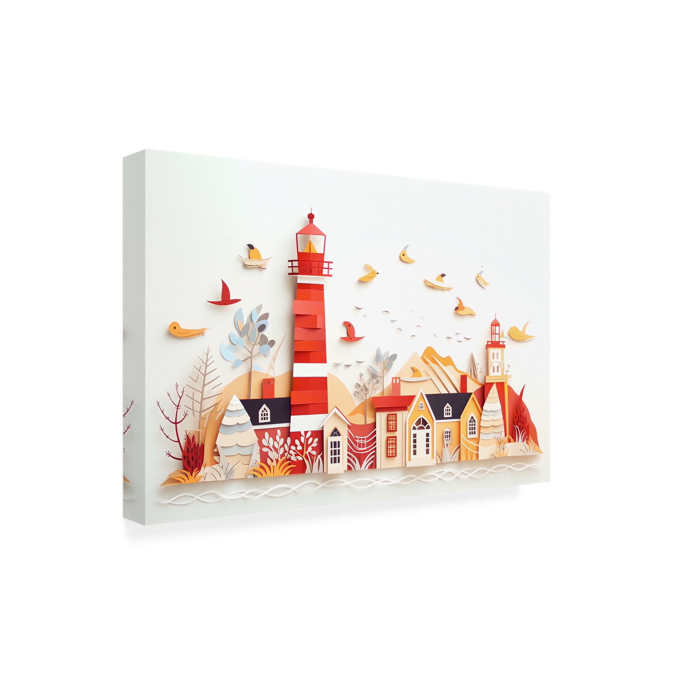 Canvas Wall Art - Ray Heere 'Paper Art Coastal Scene 12' Wall Art for Living Room, Bedroom, or Office Décor by Trademark Fine Art - 24 x 16 Inches