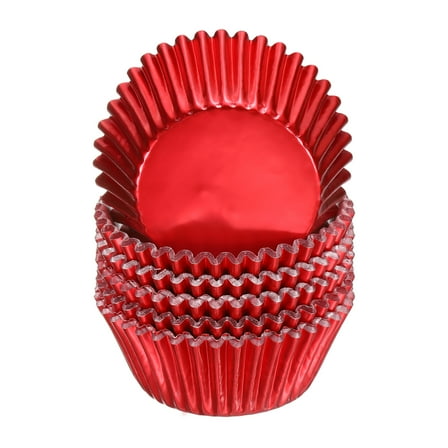 Uxcell 100 Count Red Foil Muffins Cupcake Liners Standard Size Baking Cups